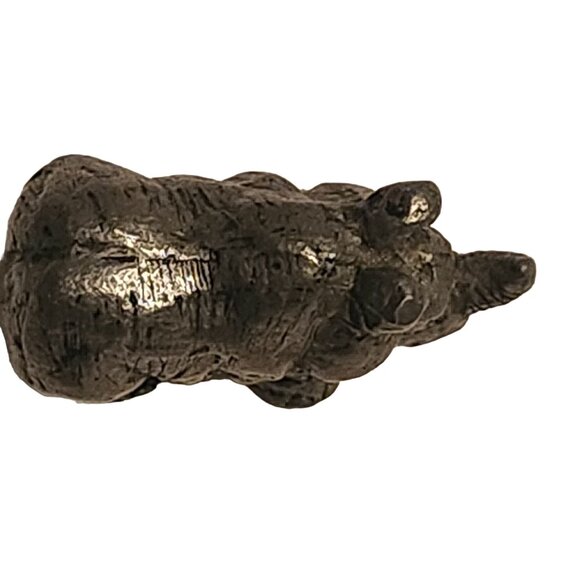 Miniature Rhino Figurine Pewter Sculpture Rhinoceros - Picture 5 of 7